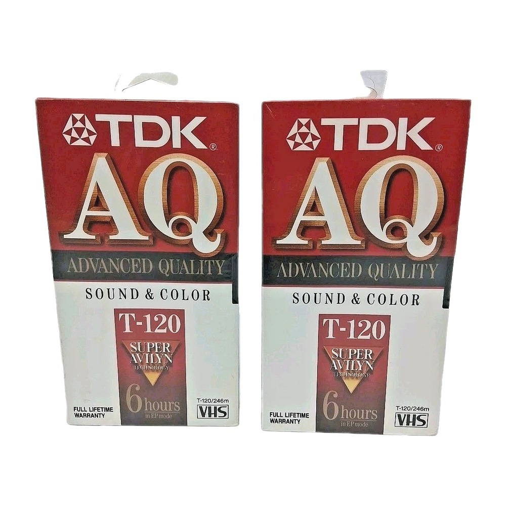 2 TDK VHS AQ T-120 Advanced Quality Sound & Color VHS VCR Video Cassette Tapes